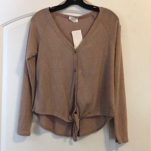 Long sleeve front tie top
